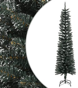 Albero di Natale Artificiale Sottile con Base Verde in PVC, 210 cm