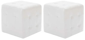 Pouf 2 pz Bianco 30x30x30 cm in Similpelle