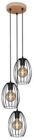 Brilo 4040-035 - Lampadario a sospensione con filo WAKTU VINTAGE 3xE27/60W/230V albero di caucciù