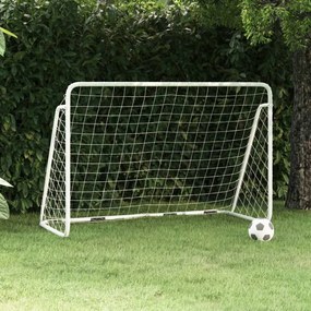 Porta Da Calcio Con Rete Bianca 180x90x120 Cm İn Acciaio /