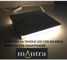 Mantra zanzibar bianco lampada da tavolo led con ricarica wireless per smartphone