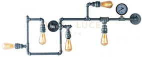 Plafoniera amarcord zincata 5 luci attacco e27 109x9,5x47cm