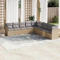 Set Divano da Giardino 9 pz con Cuscini Beige in Polyrattan 3249618