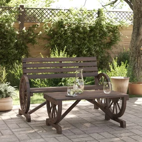 Set salotto da giardino 2 pz in legno massello di abete