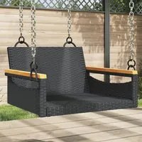 Panchina a Dondolo Nera 63x62x40 cm in Polyrattan 368161