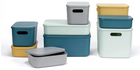 Scatola con coperchio grigia in plastica 24,5x18x15 cm – Homéa