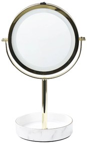 Specchio da tavolo LED oro e bianco ø 26 cm SAVOIE Beliani