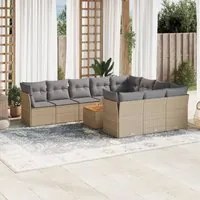 Set Divani da Giardino 11 pz con Cuscini Beige in Polyrattan 3223840