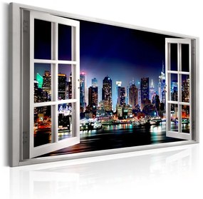 Quadro Window  View of New York  Colore Arancione, Dimensioni e Misure 90x60