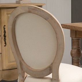 Set 2 Sedie Retrò Imbottite 49x56x96 cm in Legno e Tessuto Bianco Panna...