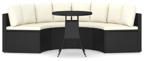 Set divani da giardino 5 pz con cuscini in polyrattan nero