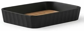 Set accessori bagno nero in plastica e bambù 5 pezzi – Show