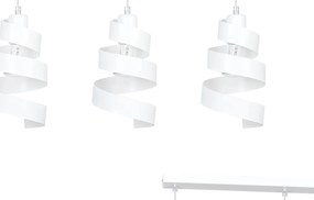 Lampadario Moderno 3 Luci Tristano In Acciaio Bianco Con Fasce A Spirale