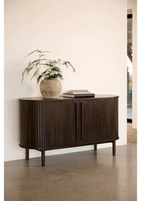 Cassettiera marrone effetto rovere con porte scorrevoli 140x76x45 cm Meta – Unique Furniture