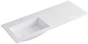 Lavabo a incasso rettangolare vasca a sinistra L 120.5 x H 15 x P 46 cm in resina bianco opaco