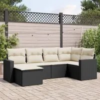 Set Divano da Giardino 6 pz con Cuscini Nero in Polyrattan 3219246