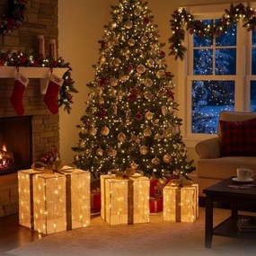 Pacco regalo luminoso natalizio, 240 led luce bianco caldo, H 40 cm