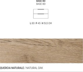 Mobile sospeso bagno 80 cm in nobilitato BALI Quercia Naturale