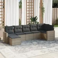 Set Divani da Giardino 7 pz con Cuscini Grigio in Polyrattan 3219270