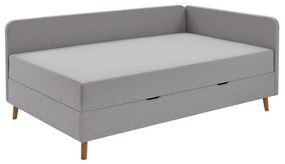 Letto singolo imbottito grigio chiaro con contenitore con materasso incluso 90x200 cm Cabana – Meise Möbel