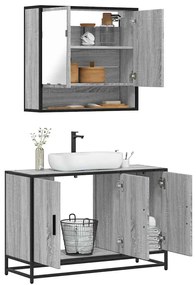 Set Mobili Da Bagno 2 Pz Grigio Sonoma İn Legno Multistrato /