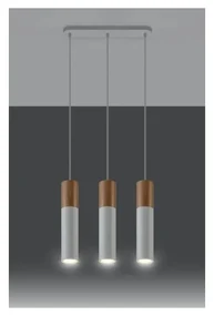 Lampadario a Sospensione in Legno e Acciaio 3xGU10 PABLO 3 Bianco Colore Bianco