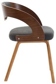 Sedie da pranzo 2 pz legno curvato e tessuto grigio scuro