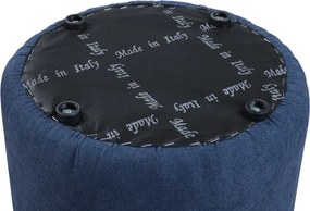 Pouf Tondo Dante D 40 cm in Tessuto Antimacchia Blu