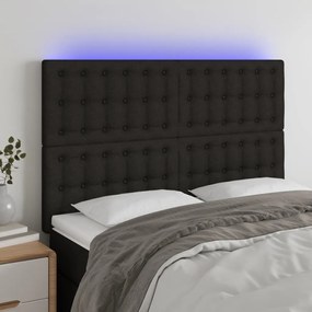 Testiera A Led Nera 144x5x118/128 Cm İn Tessuto /