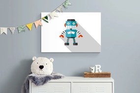 Quadro su tela – Robot blu con sfondo bianco