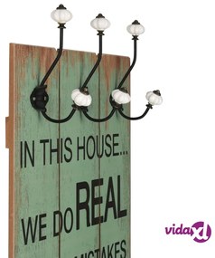 vidaXL Appendiabiti da Parete con 6 Ganci HAPPY LOVE 120x40 cm