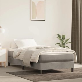 Giroletto Senza Materasso Grigio Chiaro 80x200 Cm Velluto /