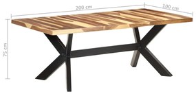 Tavolo da Pranzo 200x100x75cm Legno Massello con Finitura Miele