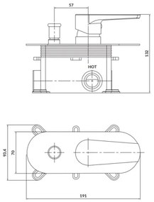 Cersanit S951-338-Rubinetto doccia per installazione a scomparsa MODUO cromo lucido