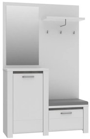 Parete attrezzata per ingresso con specchio HIRO bianco/grigio