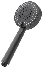 Doccino tondo 25,5cm nero opaco multigetto a getti concentrici in ABS anticalcare Hidra