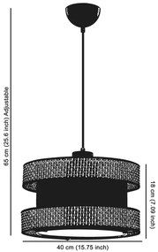 Lampadario a cavo HALO 1xE27/60W/230V nero/crema