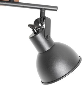 Faretto industriale nero con legno inclinabile 2 luci - Tommy