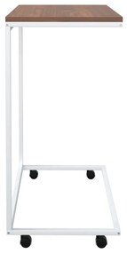 Tavolino con ruote bianco 55x35x70 cm in legno multistrato