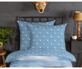 Biancheria da letto per bambini blu in flanella per letto singolo 140x200 cm Tractor – Good Morning