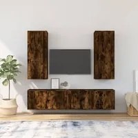 Set di Mobili Porta TV 5 pz Rovere Fumo in Legno Multistrato 3188835