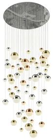 Plafoniera Contemp Pianeti Acciaio Cromo Policarbonato Ottone Led 376W 4000K