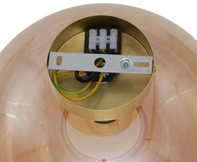 Plafoniera Art Déco in ottone con vetro ambra - Busa