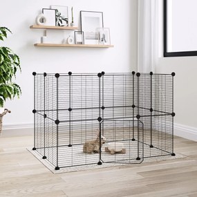 Gabbia per animali 20 pannelli con porta nera 35x35 cm acciaio