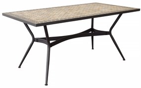 BRAIS - tavolo con piano rettangolare e mosaico beige e antracite