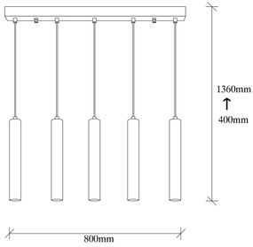 Lampadario a cavo TEMPO 5xE27/40W/230V dorato