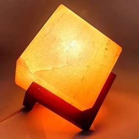 Lampada di Sale Himalayano Rosa naturale a forma di Cubo con base diagonale 3-4Kg