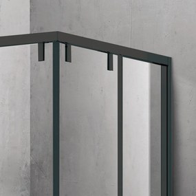 Box doccia nero 80x100 angolare doppio scorrevole vetro 8mm | KSA1000B - KAMALU