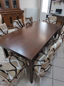 Tavolo classico da pranzo classico in legno noce lucido 130x85 cm