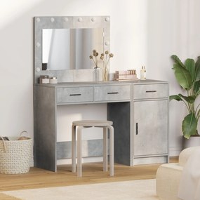 Set da toeletta a 2 pezzi con led grigio cemento in legno ingegnerizzato